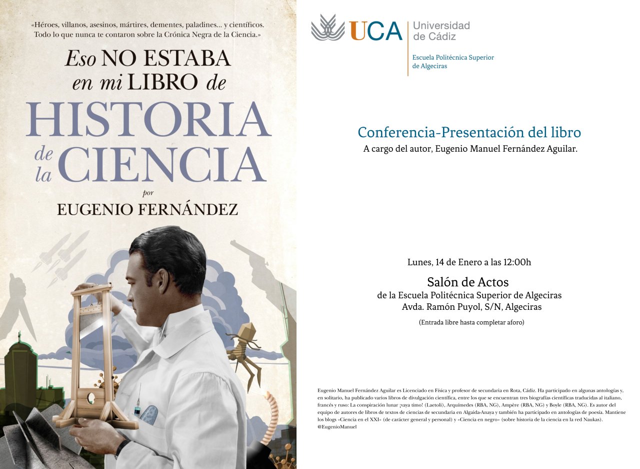 Conferencia-Presentación del libro “Esto no estaba en mi libro de HIstoria de la Ciencia” por Eugenio Manuel Fernández Aguilar