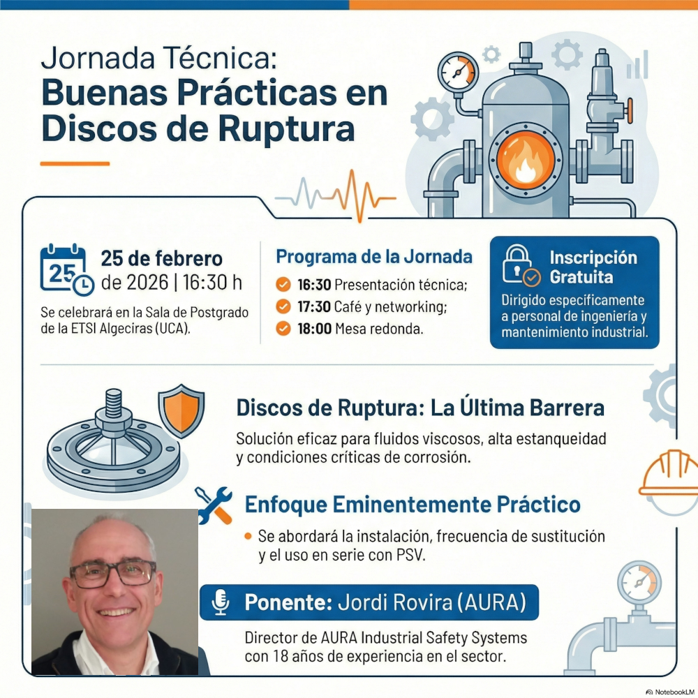 16:30 – Reunión técnica ISA: buenas prácticas en la instalación, mantenimiento y especificación del disco de ruptura